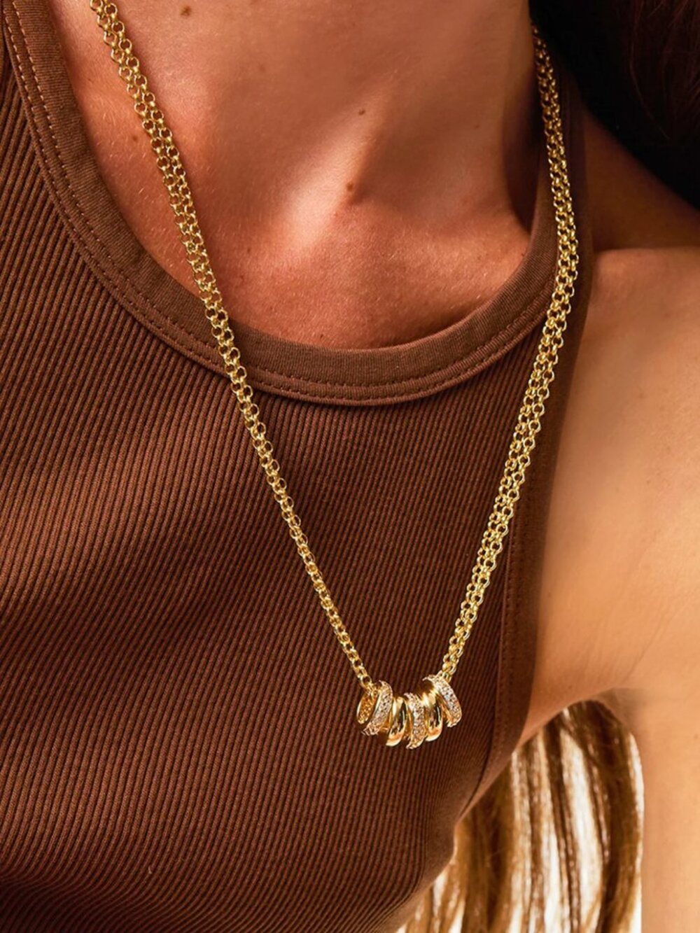 ROXANNE ASSOULIN PAVE SLIDER NECKLACE WITH CHAIN EXTENDER